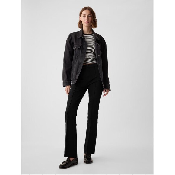New Gap High Rise Flare Bi-Stretch Black Y2k Boho 70s Pants Size 12 Office Work - Picture 1 of 13